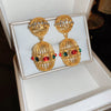 1 Pair Retro Sweet Flower Plating Inlay Copper Rhinestones Gold Plated Ear Studs