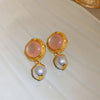 1 Pair Retro Sweet Flower Plating Inlay Copper Rhinestones Gold Plated Ear Studs