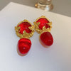 1 Pair Retro Sweet Flower Plating Inlay Copper Rhinestones Gold Plated Ear Studs