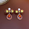 Retro Heart Shape Flower Alloy Plating Inlay Artificial Pearls Rhinestones Women's Drop Earrings