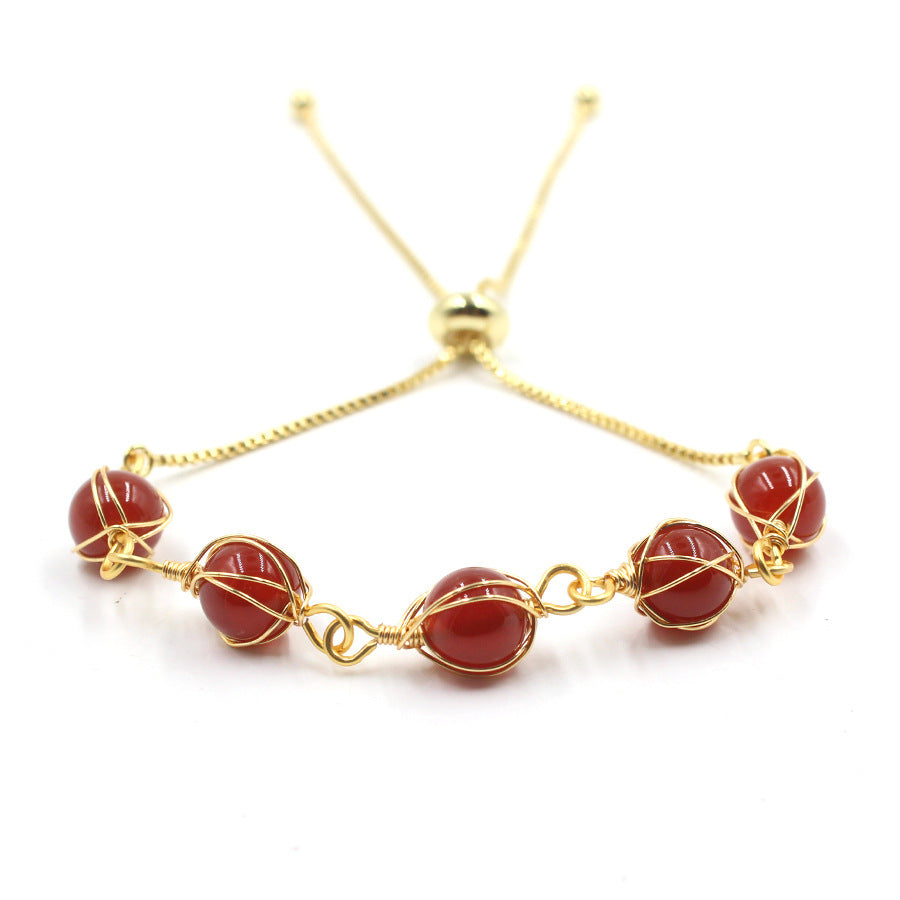 Simple Style Round Artificial Crystal Handmade Women's Bracelets