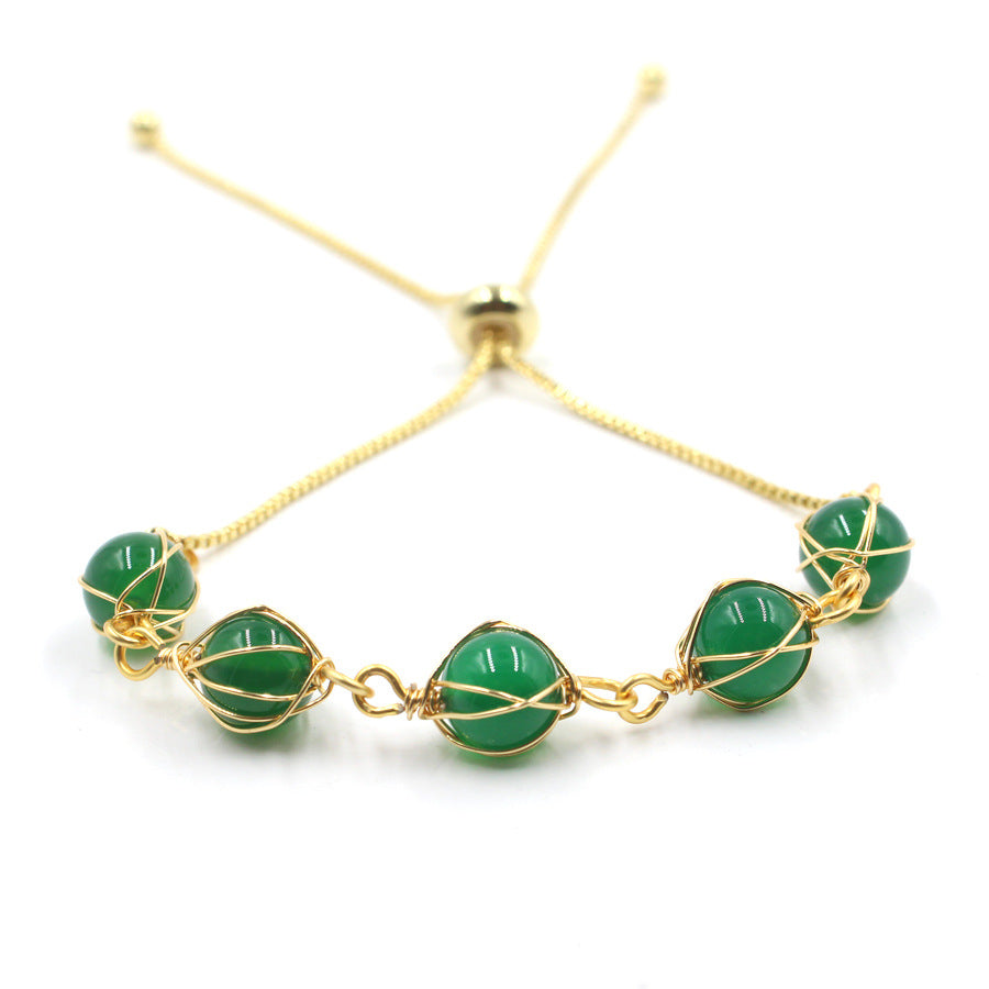 Simple Style Round Artificial Crystal Handmade Women's Bracelets