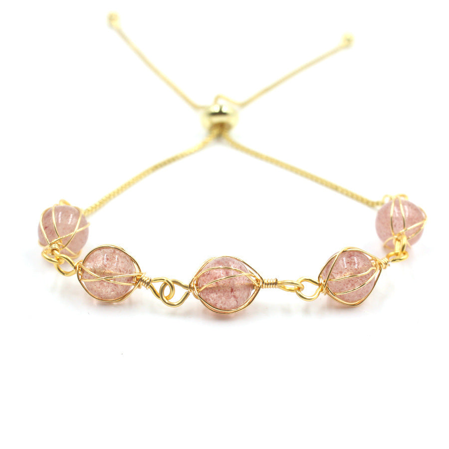 Simple Style Round Artificial Crystal Handmade Women's Bracelets