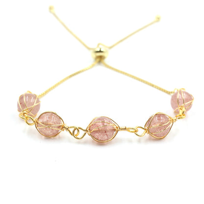 Simple Style Round Artificial Crystal Handmade Women's Bracelets