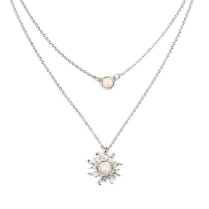 Simple Style Sun Alloy Inlay Opal Women's Layered Necklaces