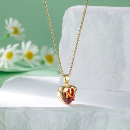 Modern Style Sweet Heart Shape Stainless Steel Plating Inlay Zircon 18k Gold Plated Gold Plated Pendant Necklace