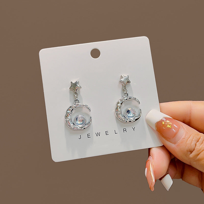 Casual Classic Style Star Moon Alloy Plating Inlay Moonstone Women's Drop Earrings