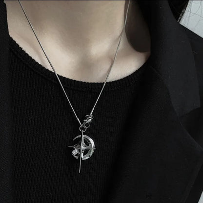 Business Cross Moon Alloy Patchwork Women's Pendant Necklace