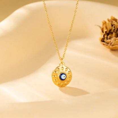 Artistic Devil's Eye Snake Stainless Steel Enamel Plating Inlay Zircon 18k Gold Plated Gold Plated Pendant Necklace