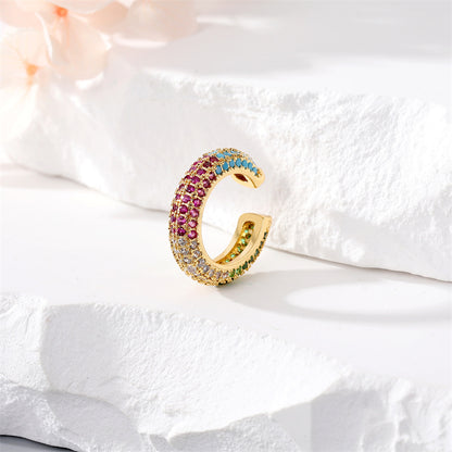 1 Piece Simple Style C Shape Plating Inlay Copper Zircon Gold Plated Ear Clips