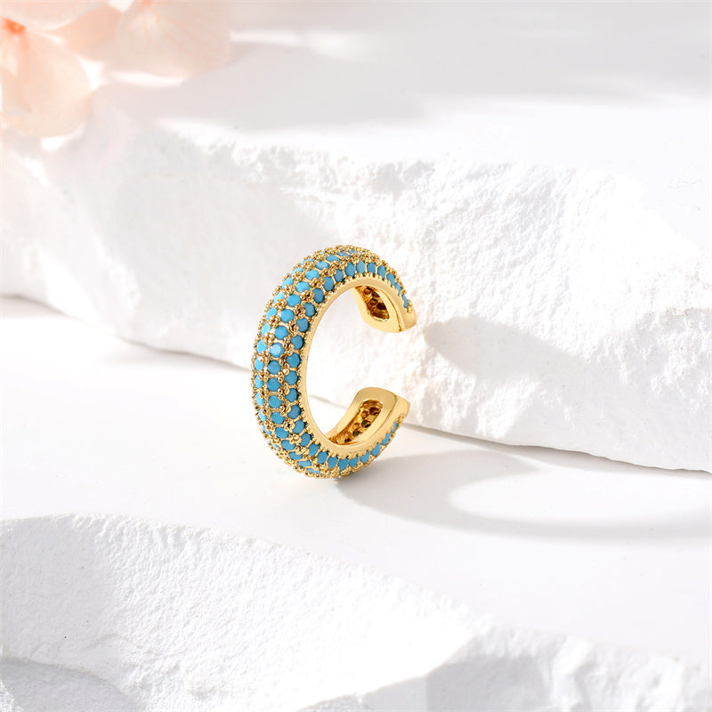 1 Piece Simple Style C Shape Plating Inlay Copper Zircon Gold Plated Ear Clips