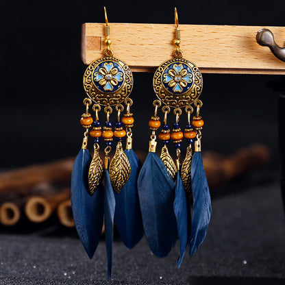 Bohemian Feather Alloy Plating Women's Drop Earrings