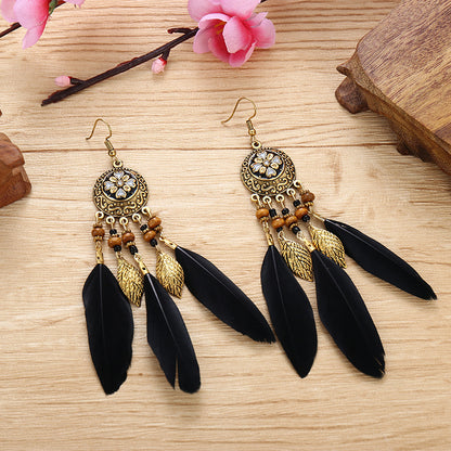 Bohemian Feather Alloy Plating Women's Drop Earrings