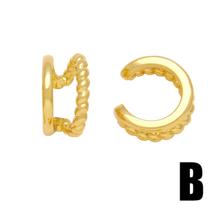 1 Pair Hip-hop Vintage Style C Shape Irregular Plating Copper 18k Gold Plated Ear Clips