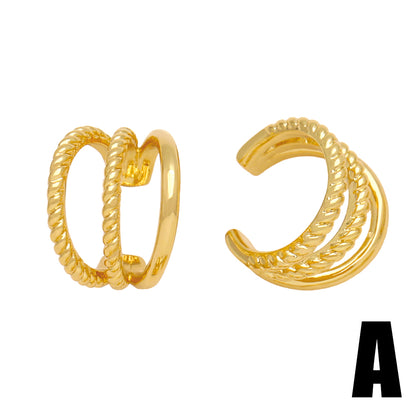 1 Pair Hip-hop Vintage Style C Shape Irregular Plating Copper 18k Gold Plated Ear Clips