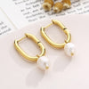 1 Pair Vintage Style French Style Round Pearl Plating Stainless Steel Drop Earrings