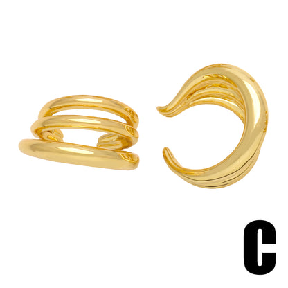 1 Pair Simple Style C Shape Plating Copper 18k Gold Plated Ear Clips