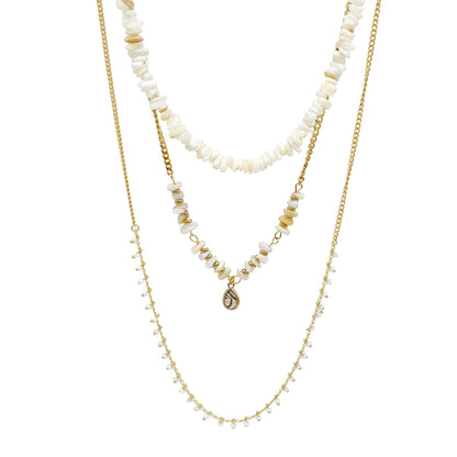 Commute Water Droplets Stainless Steel Gravel Plating Inlay Opal Gold Plated Layered Necklaces