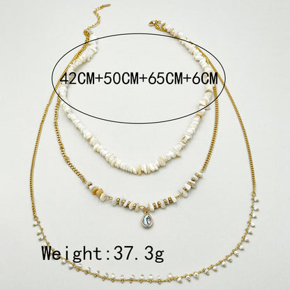 Commute Water Droplets Stainless Steel Gravel Plating Inlay Opal Gold Plated Layered Necklaces