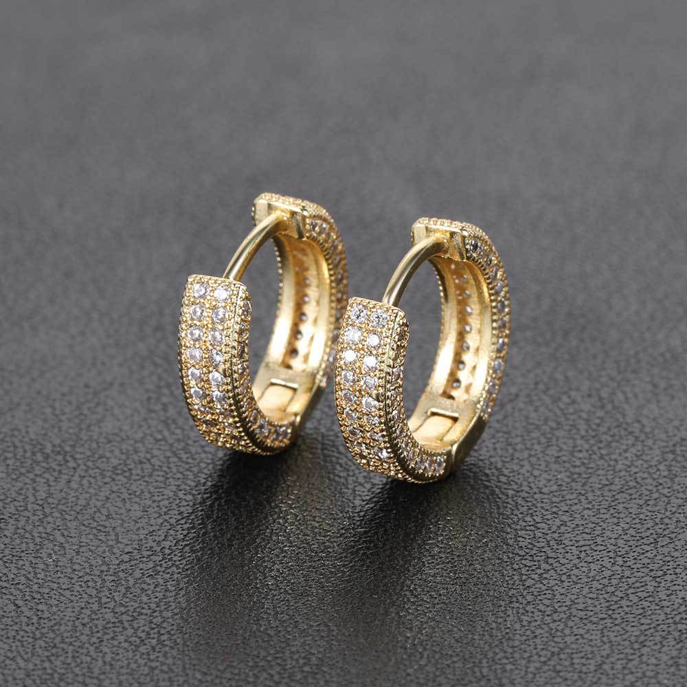 1 Pair Hip-hop Simple Style Round Solid Color Inlay Copper Zircon Hoop Earrings