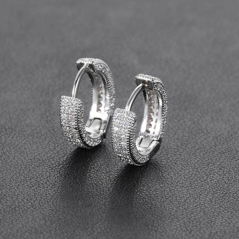 1 Pair Hip-hop Simple Style Round Solid Color Inlay Copper Zircon Hoop Earrings