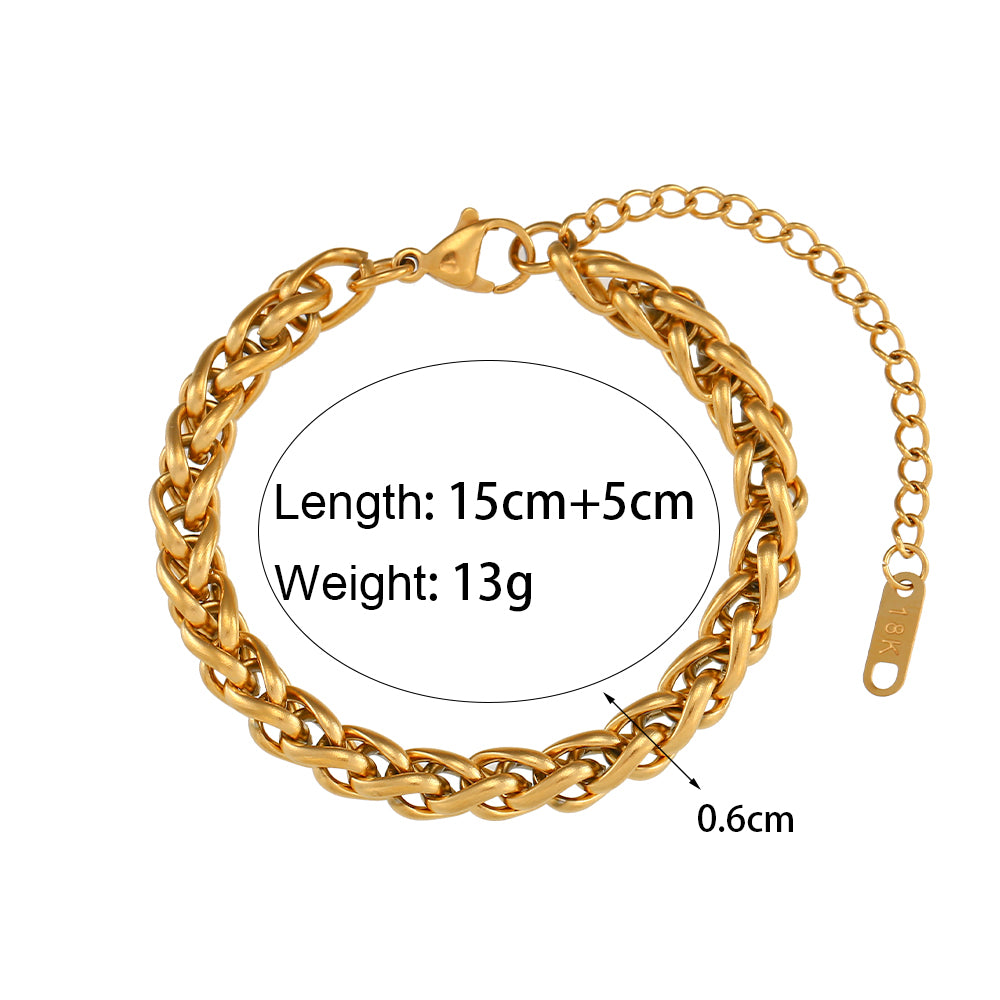 Wholesale Vintage Style Simple Style Solid Color Stainless Steel Plating 18k Gold Plated Bracelets Necklace