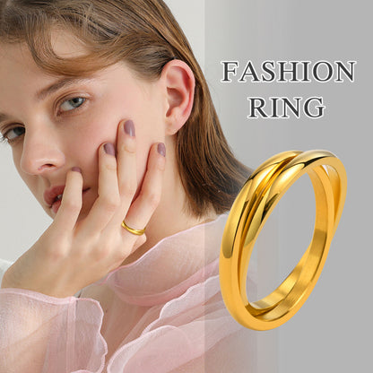 Ig Style Simple Style Solid Color Stainless Steel Plating 18k Gold Plated Rings