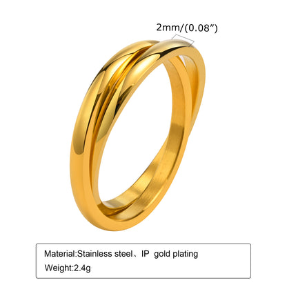 Ig Style Simple Style Solid Color Stainless Steel Plating 18k Gold Plated Rings