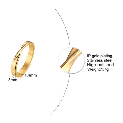 Ig Style Simple Style Solid Color Stainless Steel Plating 18k Gold Plated Rings