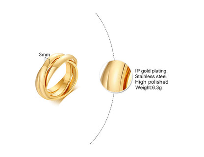 Ig Style Simple Style Solid Color Stainless Steel Plating 18k Gold Plated Rings