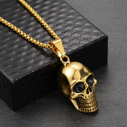 Hip-Hop Punk Streetwear Skull Stainless Steel Alloy Iron Plating Men'S Pendant Necklace