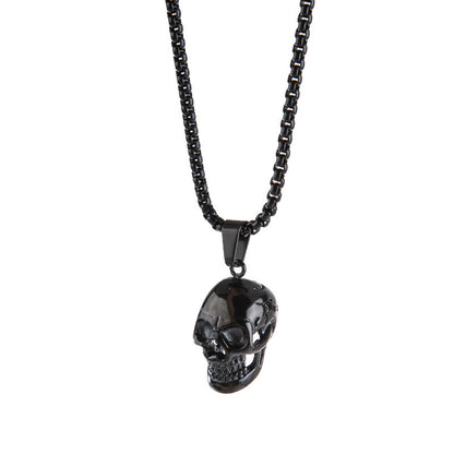 Hip-Hop Punk Streetwear Skull Stainless Steel Alloy Iron Plating Men'S Pendant Necklace