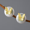 1 Pair Simple Style Butterfly Plating Freshwater Pearl Sterling Silver Ear Studs