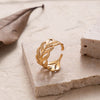 Retro Solid Color Stainless Steel Criss Cross Plating Hollow Out 18k Gold Plated Open Ring