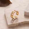 Retro Solid Color Stainless Steel Criss Cross Plating Hollow Out 18k Gold Plated Open Ring