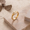 Retro Solid Color Stainless Steel Criss Cross Plating Hollow Out 18k Gold Plated Open Ring