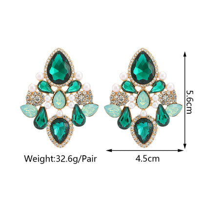 Retro Lady Simple Style Water Droplets Rhinestone Inlay Artificial Gemstones Women's Drop Earrings