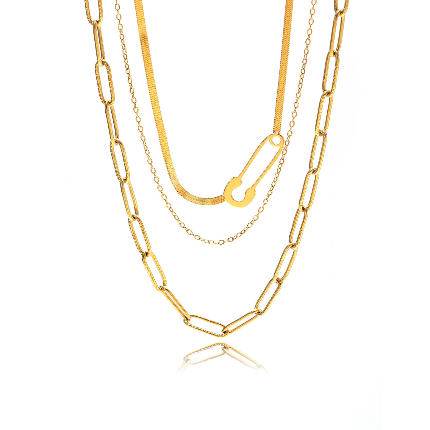 Hip-hop Solid Color Stainless Steel Plating Gold Plated Necklace