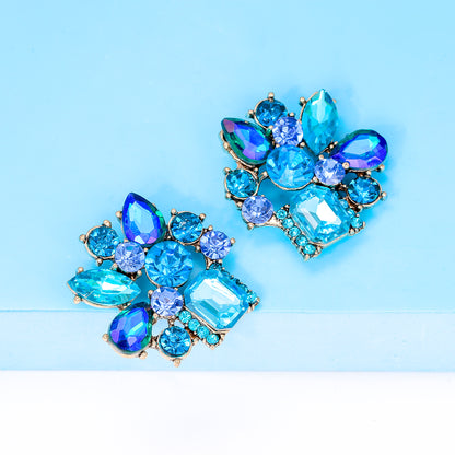 Elegant Luxurious Geometric Alloy Inlay Acrylic Glass Stone Women's Ear Studs