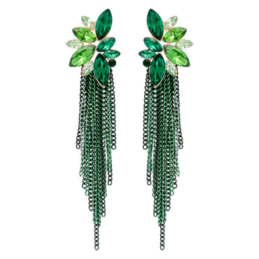 Glam Tassel Alloy Inlay Glass Stone Women's Drop Earrings