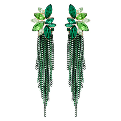 Glam Tassel Alloy Inlay Glass Stone Women's Drop Earrings