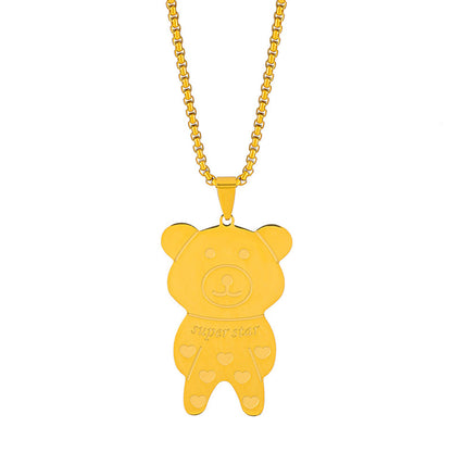 Simple Style Commute Bear Copper Plating Inlay Crystal Rhinestones Zircon 18k Gold Plated Gold Plated Silver Plated Pendant Necklace