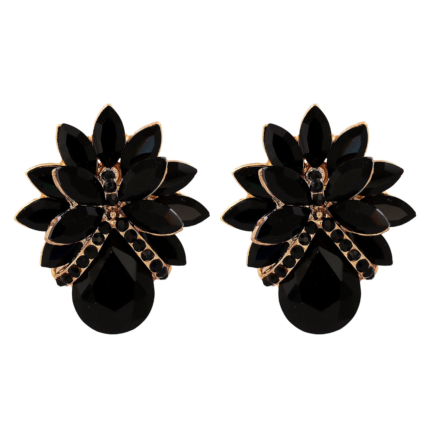 1 Pair Elegant Luxurious Flower Inlay Alloy Glass Stone Ear Studs