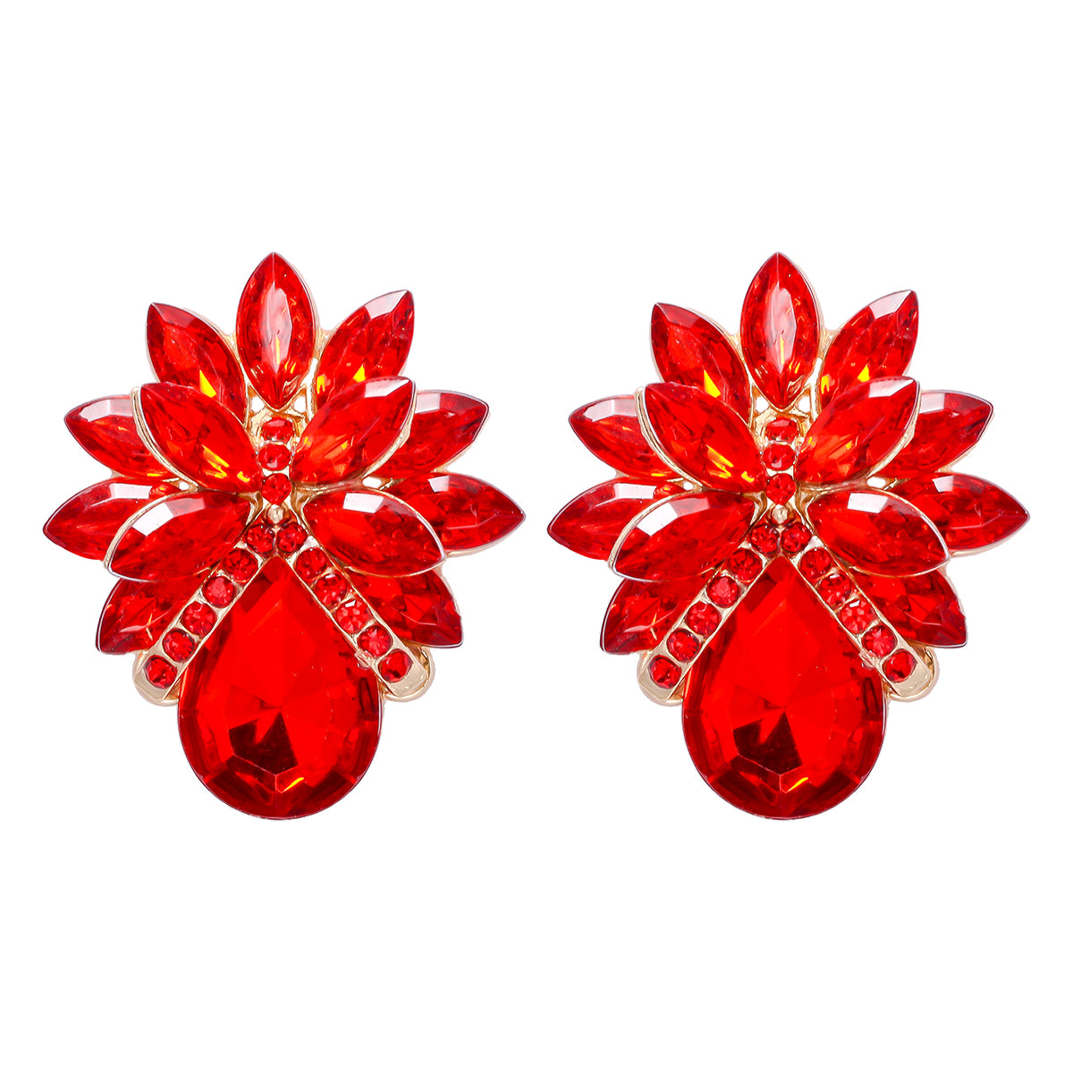 1 Pair Elegant Luxurious Flower Inlay Alloy Glass Stone Ear Studs