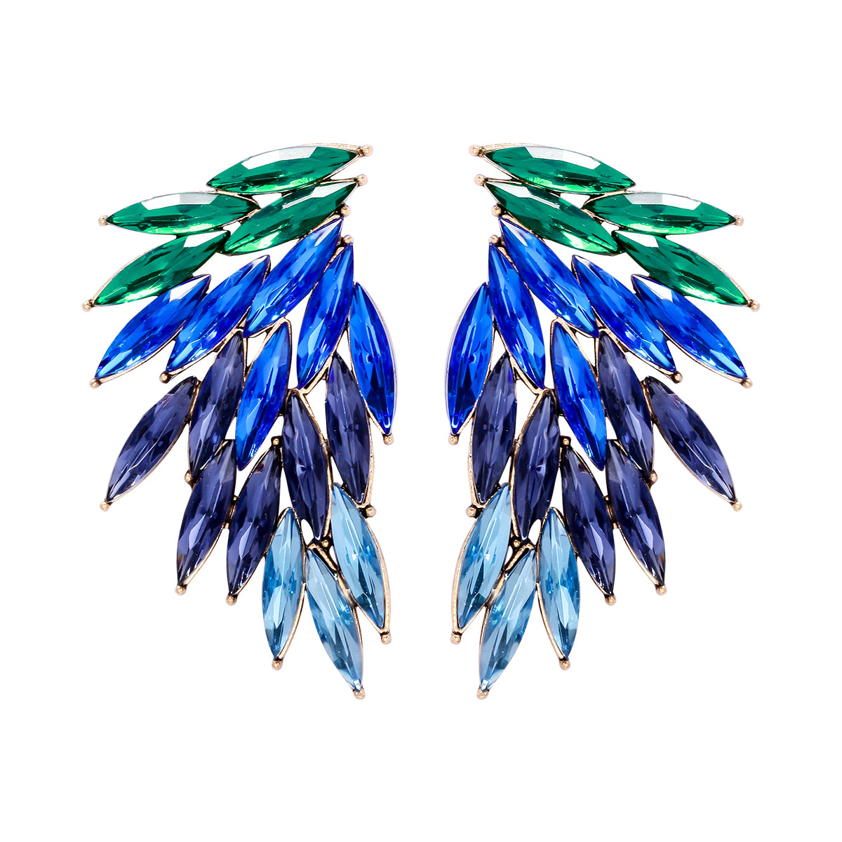 Elegant Luxurious Feather Wings Alloy Inlay Glass Stone Women's Ear Studs