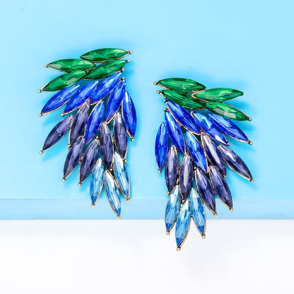 Elegant Luxurious Feather Wings Alloy Inlay Glass Stone Women's Ear Studs