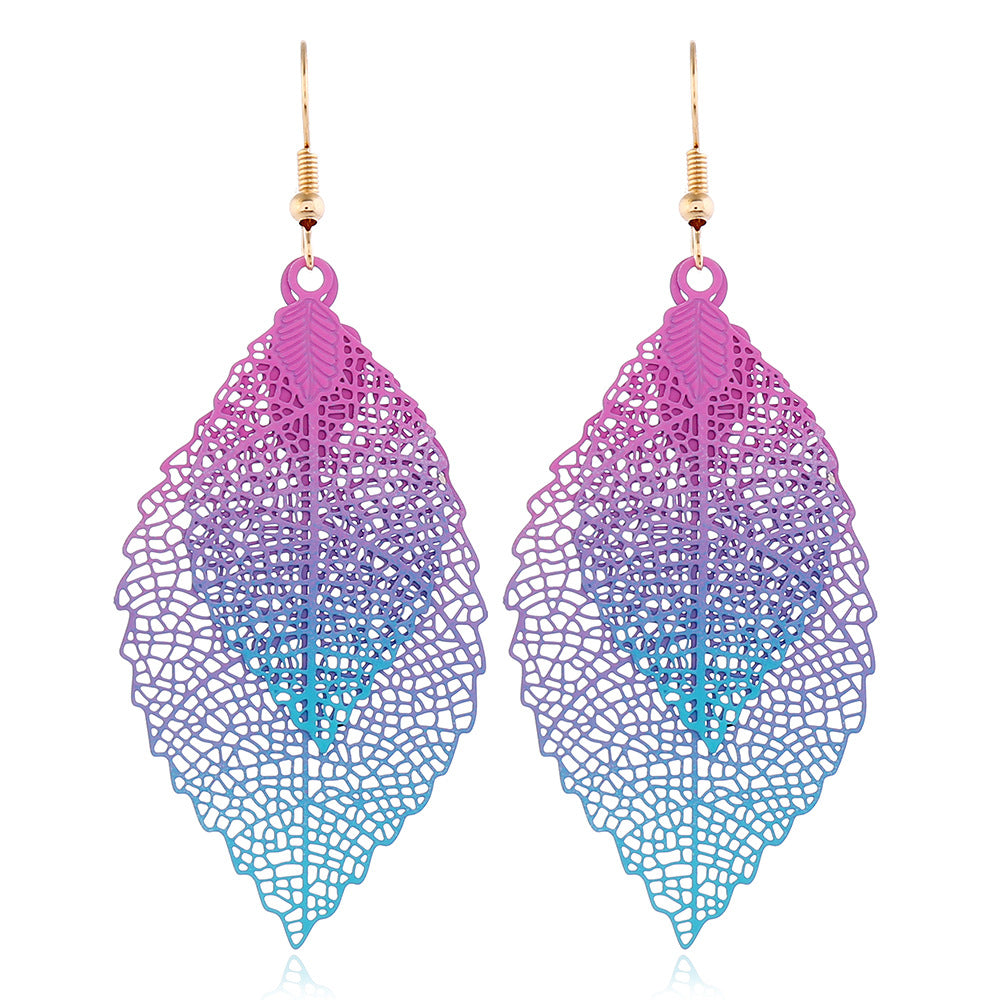 Casual Retro Leaves Metal Plating Hollow Out Women's Drop Earrings