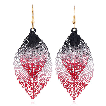 Casual Retro Leaves Metal Plating Hollow Out Women's Drop Earrings