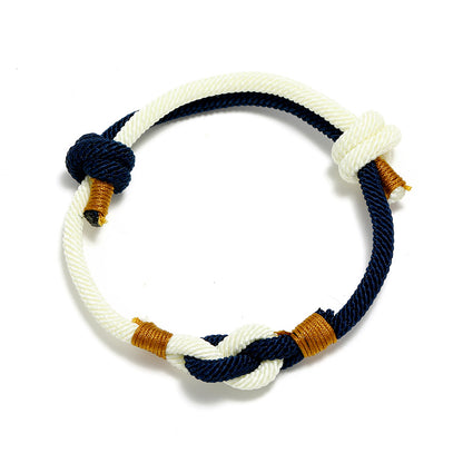 Retro Simple Style Color Block Knot Rope Knitting Couple Bracelets