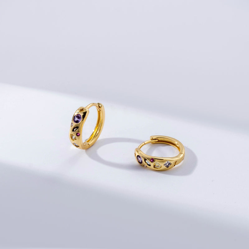 1 Pair Elegant Simple Style Round Plating Inlay Copper Zircon 18k Gold Plated Hoop Earrings